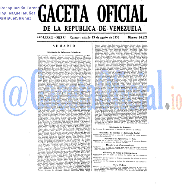Gaceta Oficial 24821 del 13 Agosto 1955