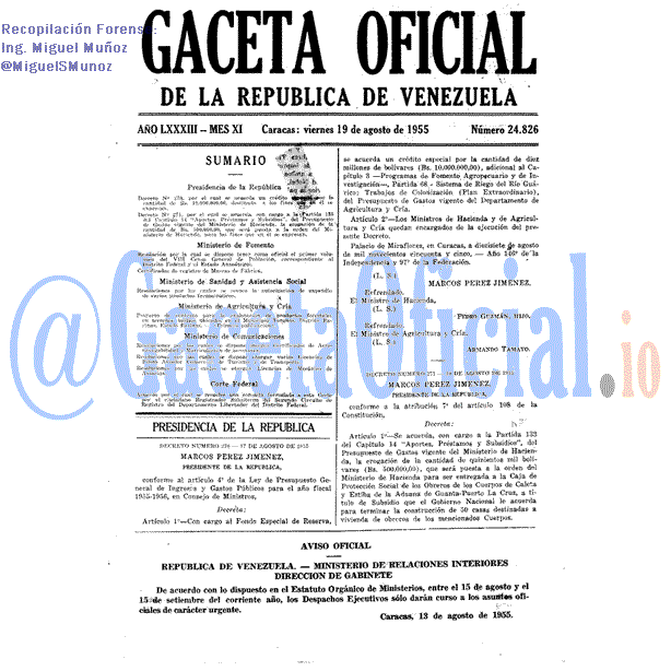 Gaceta Oficial 24826 del 19 Agosto 1955