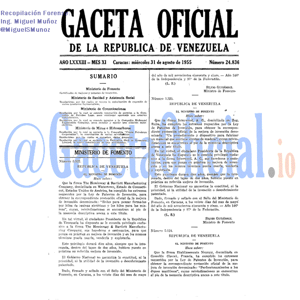 Gaceta Oficial 24836 del 31 Agosto 1955