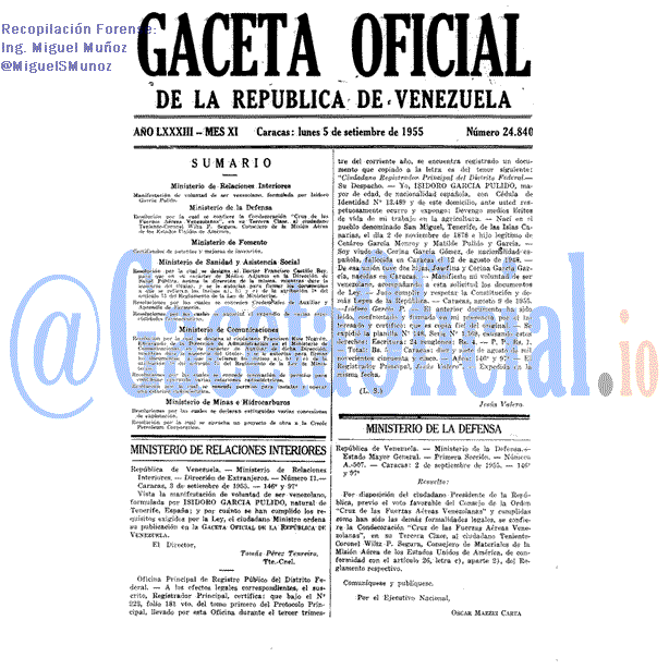 Gaceta Oficial 24840 del 5 Septiembre 1955