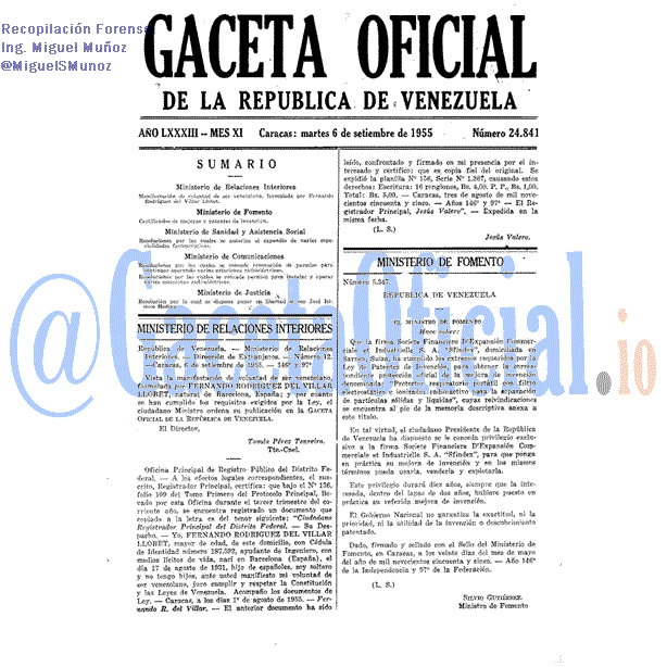 Gaceta Oficial 24841 del 6 Septiembre 1955