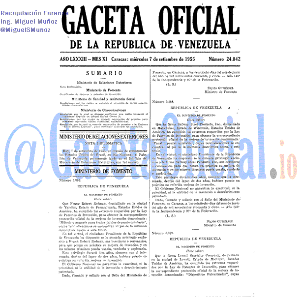 Gaceta Oficial 24842 del 7 Septiembre 1955