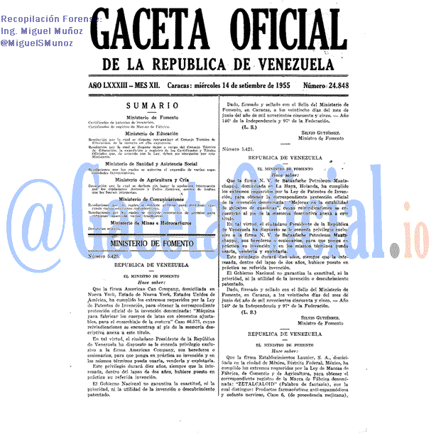 Gaceta Oficial 24848 del 14 Septiembre 1955