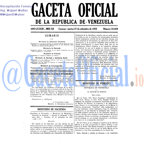 Gaceta Oficial 24859 del 27 Septiembre 1955