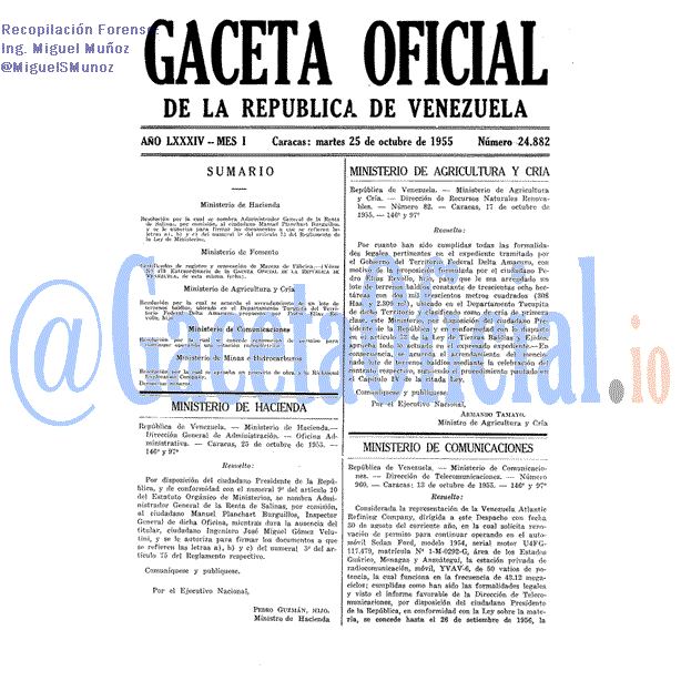 Gaceta Oficial 24882 del 25 Octubre 1955