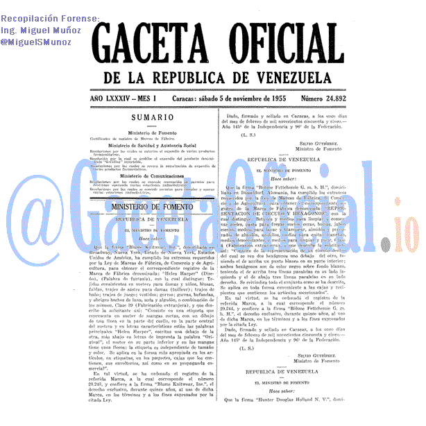 Gaceta Oficial 24892 del 5 Noviembre 1955