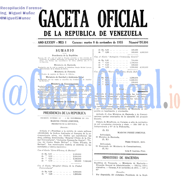 Gaceta Oficial 24894 del 8 Noviembre 1955