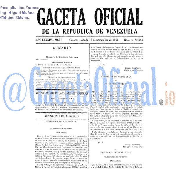 Gaceta Oficial 24898 del 12 Noviembre 1955