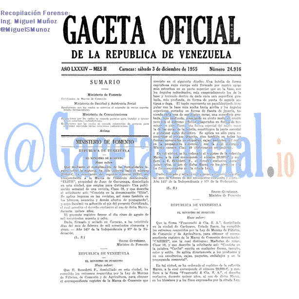 Gaceta Oficial 24916 del 3 Diciembre 1955