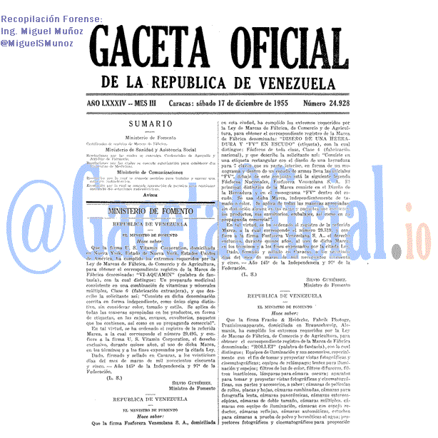 Gaceta Oficial 24928 del 17 Diciembre 1955