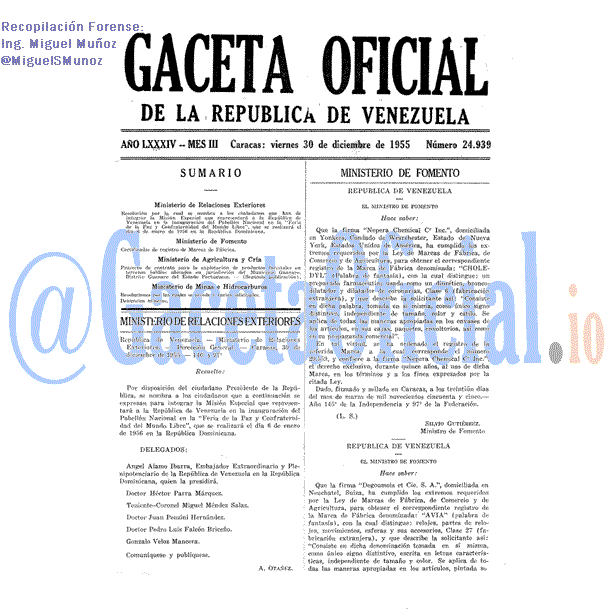 Gaceta Oficial 24939 del 30 Diciembre 1955