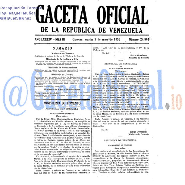 Gaceta Oficial 24942 del 3 Enero 1956