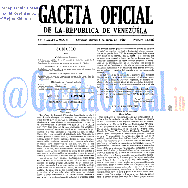 Gaceta Oficial 24945 del 6 Enero 1956
