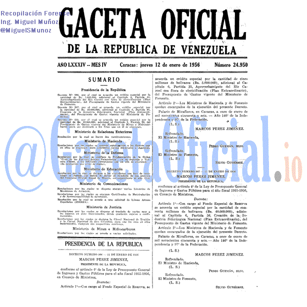 Gaceta Oficial 24950 del 12 Enero 1956