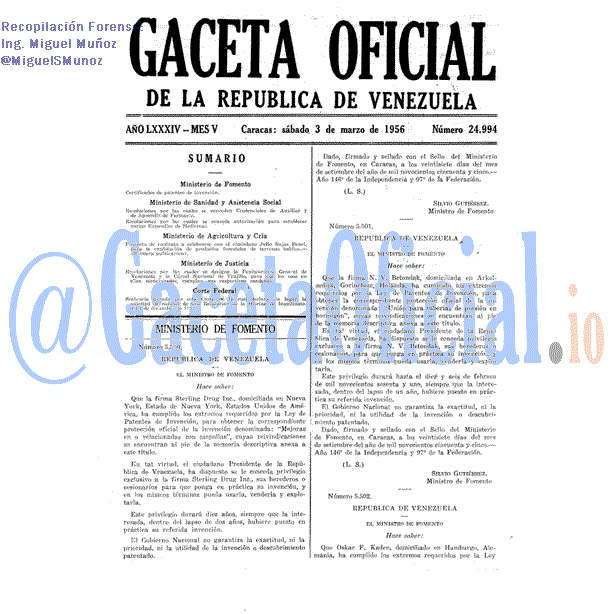 Gaceta Oficial 24994 del 3 Marzo 1956