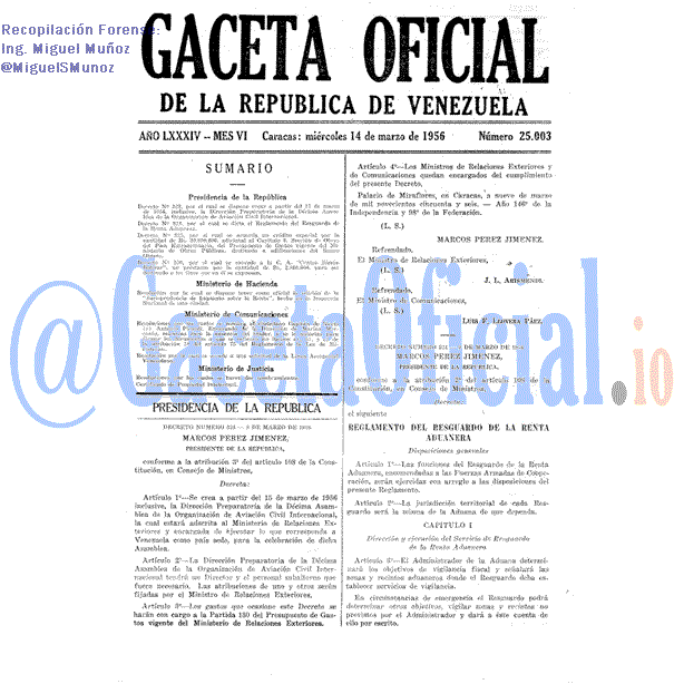 Gaceta Oficial 25003 del 14 Marzo 1956