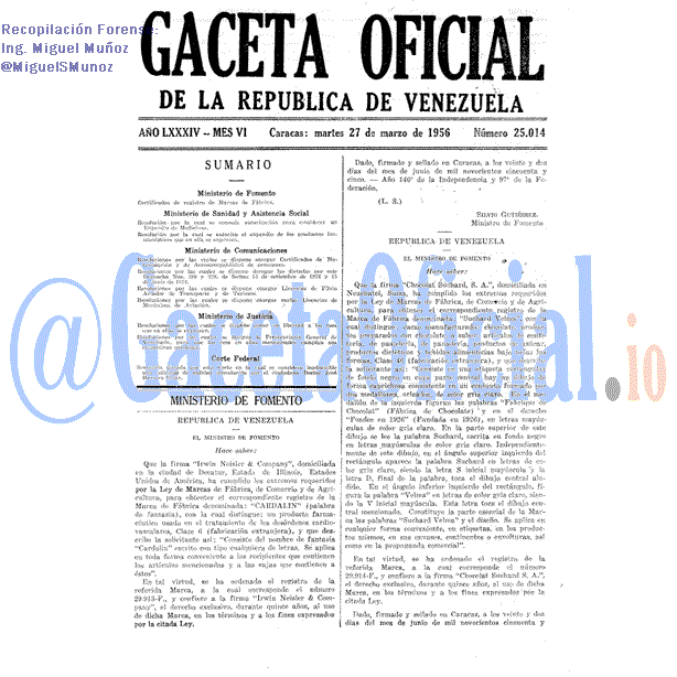 Gaceta Oficial 25014 del 27 Marzo 1956