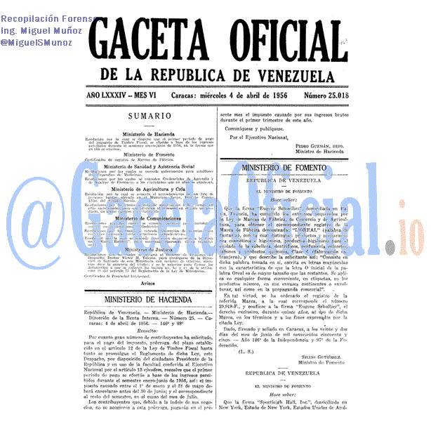 Gaceta Oficial 25018 del 4 Abril 1956