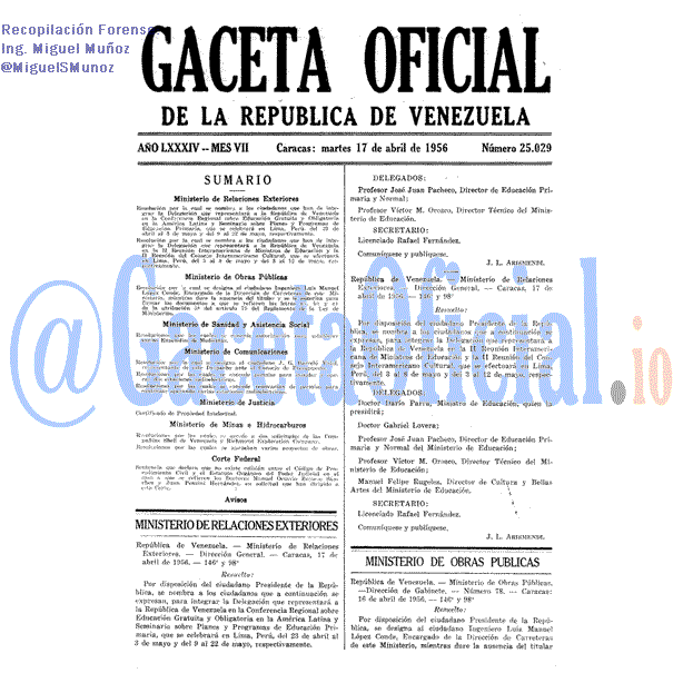 Gaceta Oficial 25029 del 17 Abril 1956