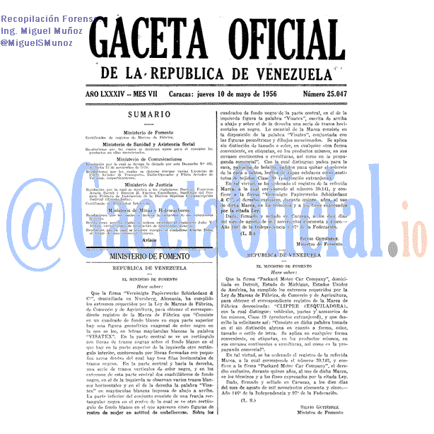 Gaceta Oficial 25047 del 10 Mayo 1956