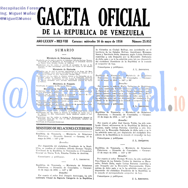 Gaceta Oficial 25052 del 16 Mayo 1956
