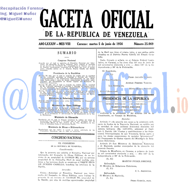 Gaceta Oficial 25069 del 5 Junio 1956