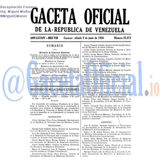 Gaceta Oficial 25073 del 9 Junio 1956