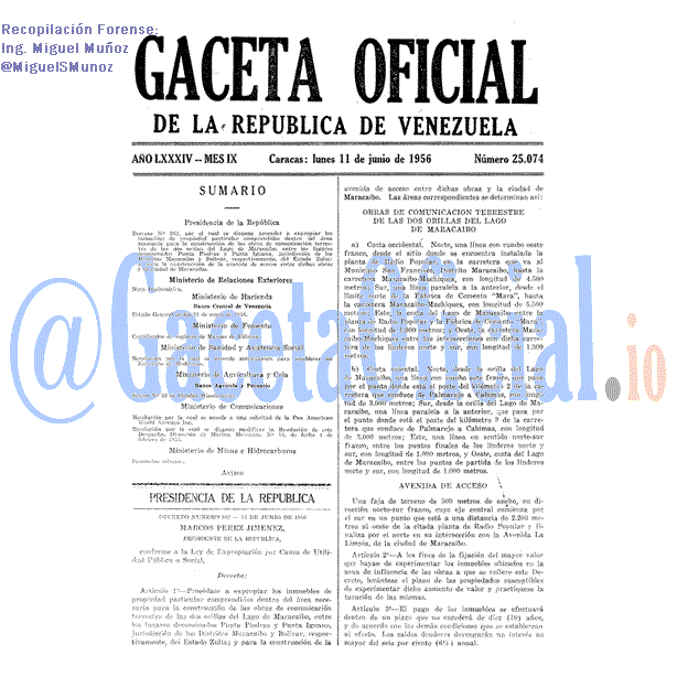 Gaceta Oficial 25074 del 11 Junio 1956