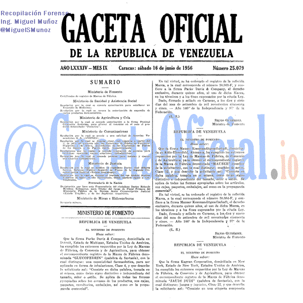 Gaceta Oficial 25079 del 16 Junio 1956