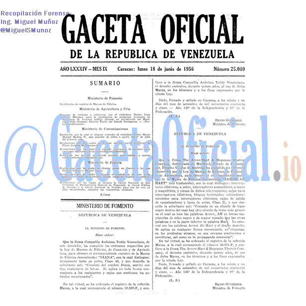Gaceta Oficial 25080 del 18 Junio 1956