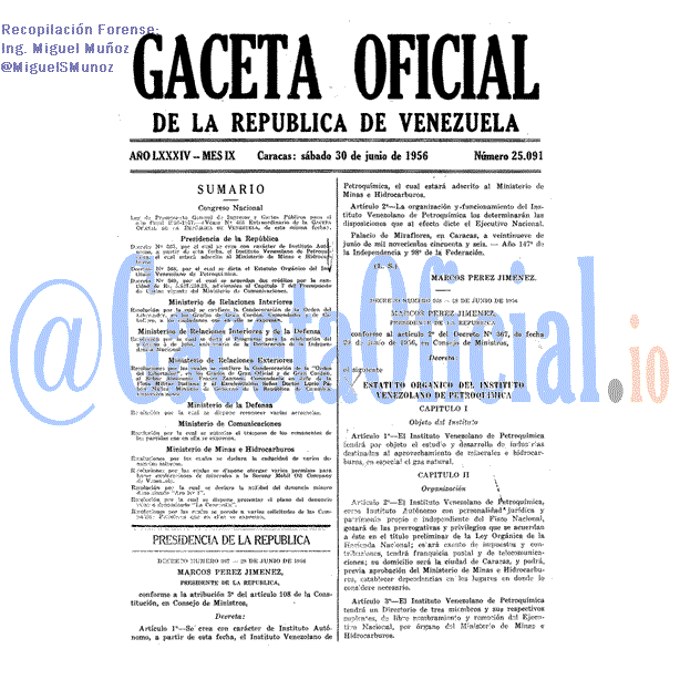 Gaceta Oficial 25091 del 30 Junio 1956