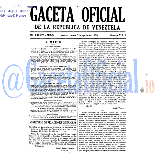 Gaceta Oficial 25117 del 2 Agosto 1956