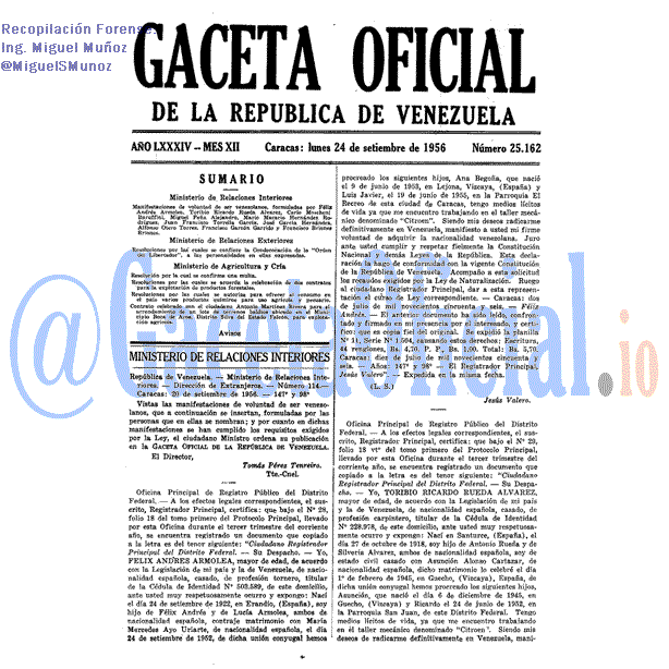 Gaceta Oficial 25162 del 24 Septiembre 1956