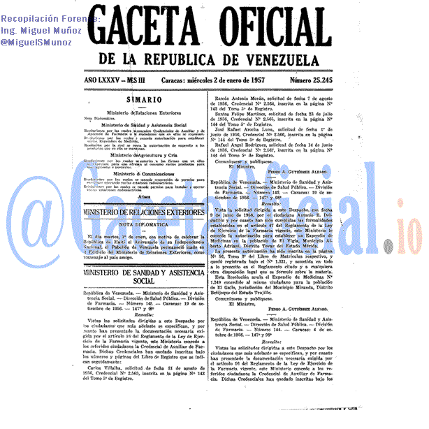 Gaceta Oficial 25245 del 2 Enero 1957