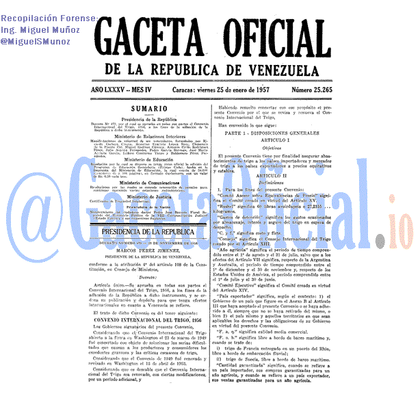 Gaceta Oficial 25265 del 25 Enero 1957