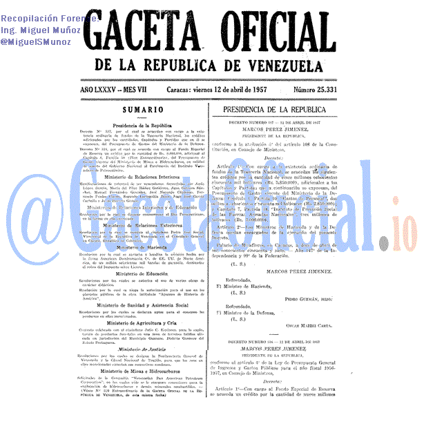 Gaceta Oficial 25331 del 12 Abril 1957