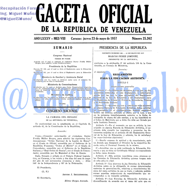 Gaceta Oficial 25362 del 23 Mayo 1957