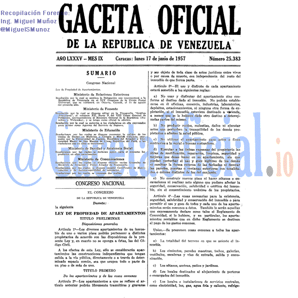 Gaceta Oficial 25383 del 17 Junio 1957