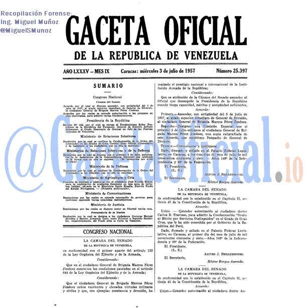 Gaceta Oficial 25397 del 3 Julio 1957