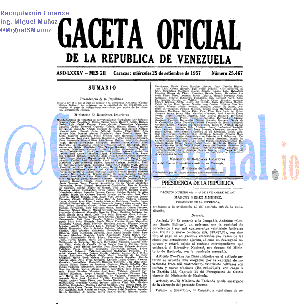 Gaceta Oficial 25467 del 25 Septiembre 1957