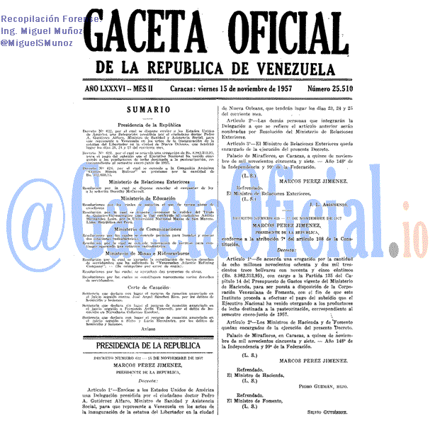 Gaceta Oficial 25510 del 15 Noviembre 1957