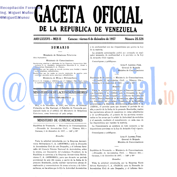 Gaceta Oficial 25528 del 6 Diciembre 1957