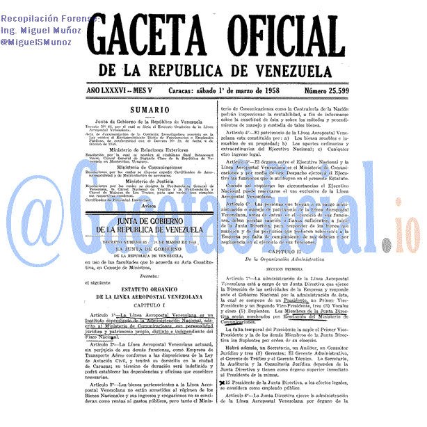 Gaceta Oficial 25599 del 1 Marzo 1958