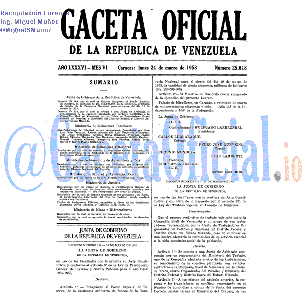 Gaceta Oficial 25618 del 24 Marzo 1958