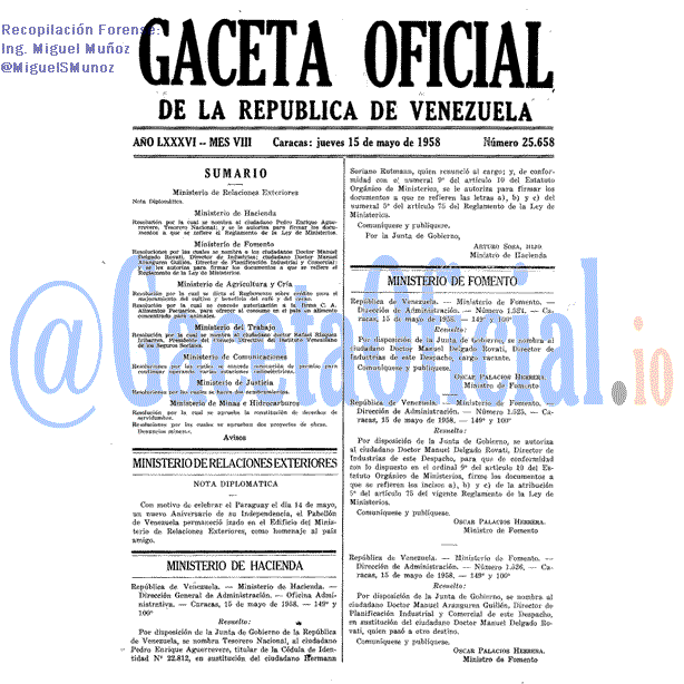 Gaceta Oficial 25658 del 15 Mayo 1958