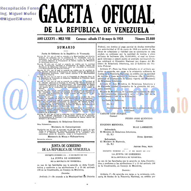 Gaceta Oficial 25660 del 17 Mayo 1958