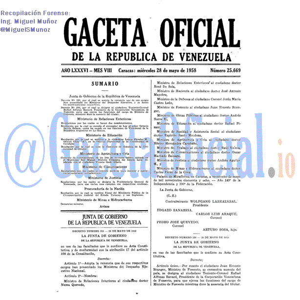 Gaceta Oficial 25669 del 28 Mayo 1958