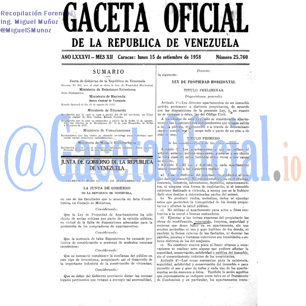 Gaceta Oficial 25760 del 15 Septiembre 1958