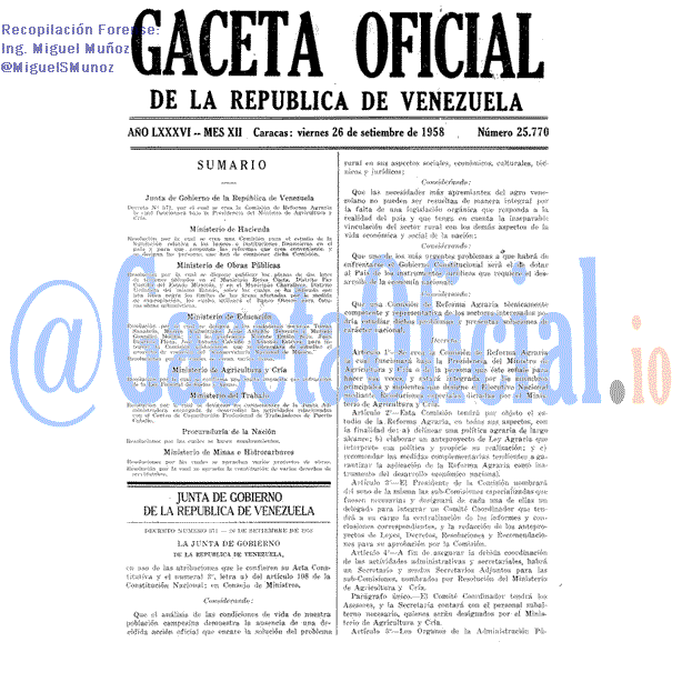 Gaceta Oficial 25770 del 26 Septiembre 1958