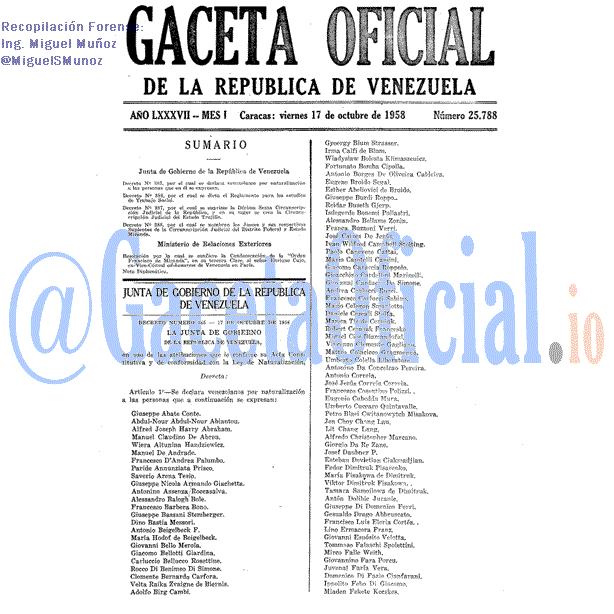 Gaceta Oficial 25788 del 17 Octubre 1958